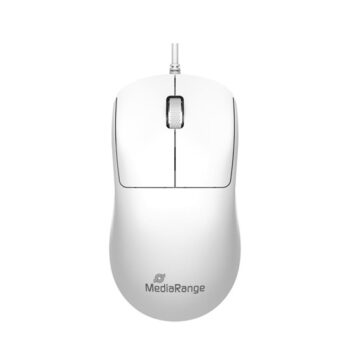 MediaRange Wired Optical 3-Button Mouse with Scroll-Wheel, 1.000 dpi, Symmetrical, 1.5m Cable, White)