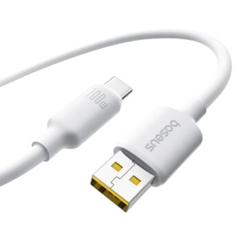 BASEUS FOAMED SILICONE, ΚΑΛΩΔΙΟ ΓΡΗΓΟΡΗΣ ΦΟΡΤΙΣΗΣ, TYPE-C, 100W, 2M, ΛΕΥΚΟ