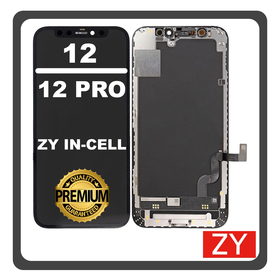 HQ OEM For Apple iPhone 12 (A2403, A2172) / iPhone 12 Pro (A2407, A2341) ZY InCell LCD Οθόνη + Touch Screen Digitizer With IC Removable Black