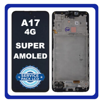 Original Samsung Galaxy A17 4G (SM-A175F, SM-A175F/DS) Super AMOLED LCD Οθόνη + Touch Screen Digitizer + Frame Bezel Black GH82-38527A