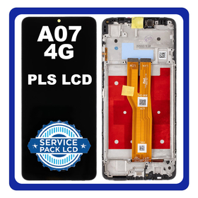 Original Samsung Galaxy A07 4G (SM-A075B, SM-A075B/DS) PLS LCD Οθόνη + Touch Screen Digitizer + Frame Black GH81-28044A