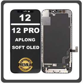 HQ OEM For Apple iPhone 12 (A2403, A2172), iPhone 12 Pro (A2407, A2341), APLONG SOFT OLED LCD Οθόνη + Touch Screen Digitizer Black