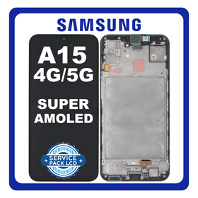 Original Samsung Galaxy A15 4G (SM-A155F, SM-A155F/DSN) / A15 5G Super AMOLED LCD Οθόνη + Touch Screen Digitizer + Frame Bezel
