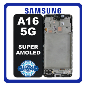Original Samsung Galaxy A16 5G (SM-A166B, SM-A166B/DS) Super AMOLED LCD Οθόνη + Touch Screen Digitizer + Frame Bezel Black GH82-36143A