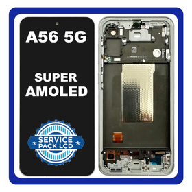 Original Samsung Galaxy A56 5G (SM-A566V, SM-A566B) Super AMOLED LCD Οθόνη + Touch Screen Digitizer + Frame Bezel Light Gray GH82-36829B