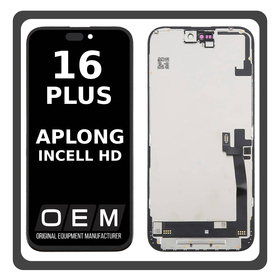 HQ OEM For iPhone 16 Plus (A3290, A3082) APLONG InCell HD LCD Οθόνη + Touch Screen Digitizer Black
