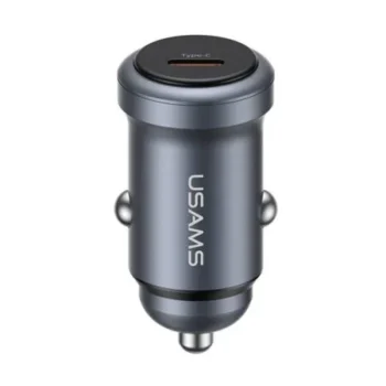 USAMS φορτιστής αυτοκινήτου CC321, USB-C, 30W, γκρι