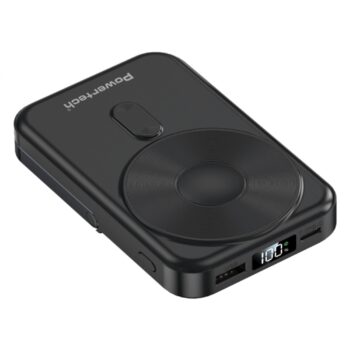 POWERTECH power bank με οθόνη PT-1416, 10000mah, magnetic wireless, 22.5W, μαύρο